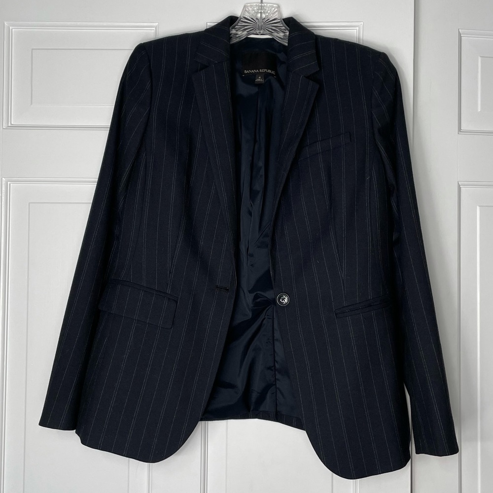 Banana Republic Navy Pinstripe Blazer